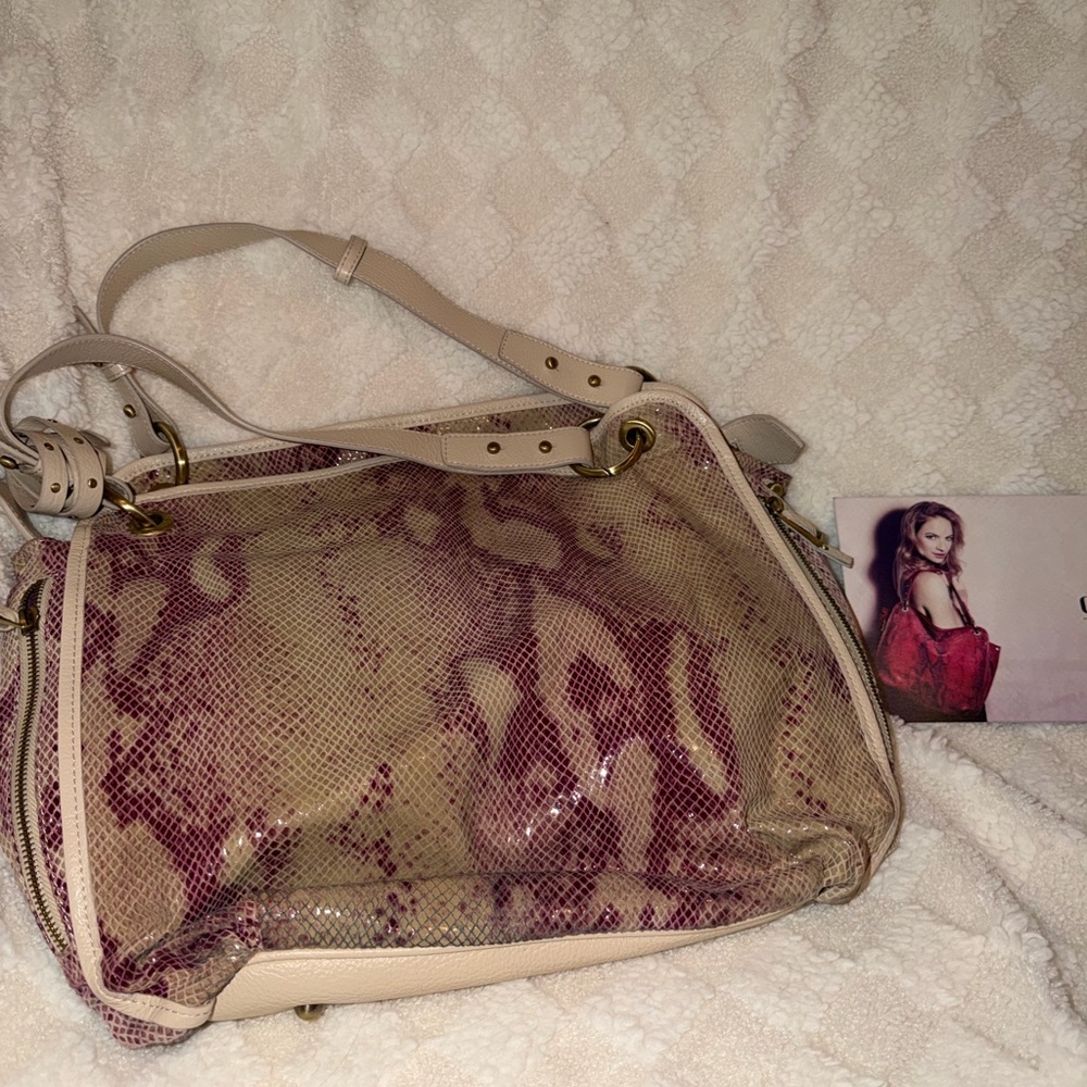 Stylish Beige and Pink Women's Bag